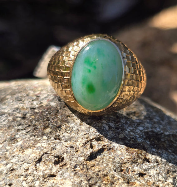 14k gold jade estate ring