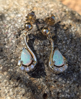 14k gold opal estate earrings