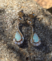 14k gold opal estate earrings