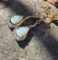 14k gold opal estate earrings