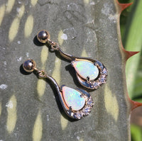 14k gold opal estate earrings