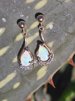 14k gold opal estate earrings
