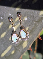 14k gold opal estate earrings