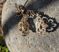 14k gold opal estate earrings