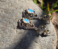 14k gold opal estate earrings