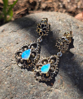 14k gold opal estate earrings