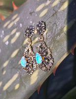 14k gold opal estate earrings