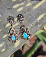 14k gold opal estate earrings