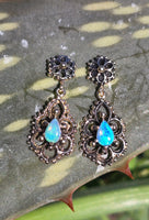 14k gold opal estate earrings