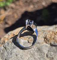 14k white gold vintage black onyx and diamond estate ring