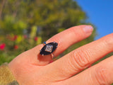 14k white gold vintage black onyx and diamond estate ring