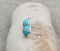 14k gold turquoise bezel studs