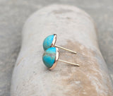 14k gold turquoise bezel studs