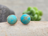 14k gold turquoise bezel studs