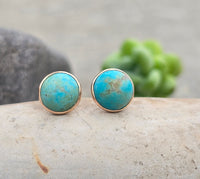 14k gold turquoise bezel studs
