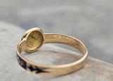 18ct gold Victorian pearl, diamond and enamel IN MEMORY OF antique mourning ring - 1868