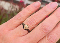 18ct gold Victorian pearl, diamond and enamel IN MEMORY OF antique mourning ring - 1868