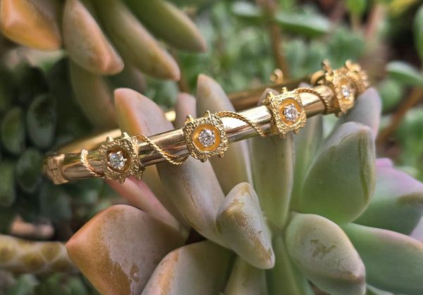14k gold hinged bangle diamond estate bracelet
