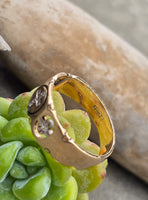14k gold 8mm diamond cross estate band ring