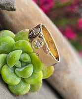 14k gold 8mm diamond cross estate band ring
