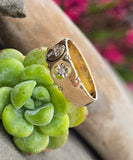 14k gold 8mm diamond cross estate band ring