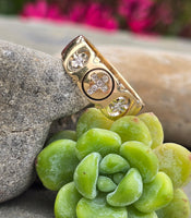 14k gold 8mm diamond cross estate band ring
