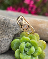 14k gold 8mm diamond cross estate band ring