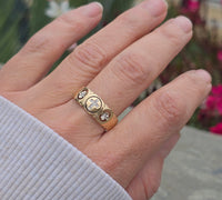 14k gold 8mm diamond cross estate band ring