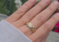 14k gold 8mm diamond cross estate band ring