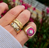 14k gold 8mm diamond cross estate band ring