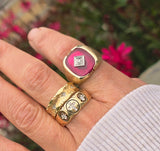 14k gold 8mm diamond cross estate band ring