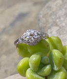 platinum Deco European cut diamond engagement ring - apx .78ct tw