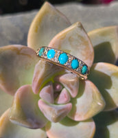 18ct gold Victorian turquoise and diamond estate ring band