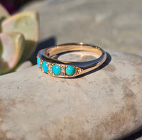 18ct gold Victorian turquoise and diamond estate ring band