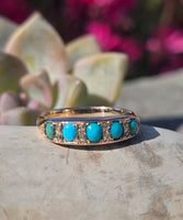 18ct gold Victorian turquoise and diamond estate ring band
