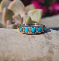 18ct gold Victorian turquoise and diamond estate ring band