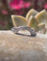 14k white gold curved diamond estate band