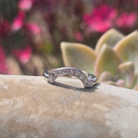 14k white gold curved diamond estate band