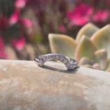 14k white gold curved diamond estate band