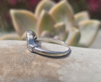 14k white gold curved diamond estate band