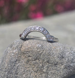 14k white gold curved diamond estate band