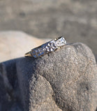14k gold two-tone 3 diamond estate wedding stackable band - flowers & bells