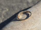 14k gold two-tone 3 diamond estate wedding stackable band - flowers & bells