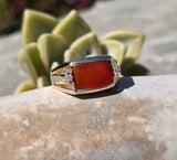 10k gold estate carnelian and diamond ring
