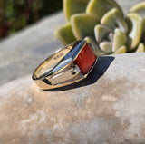 10k gold estate carnelian and diamond ring
