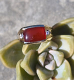 10k gold estate carnelian and diamond ring