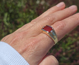 10k gold estate carnelian and diamond ring