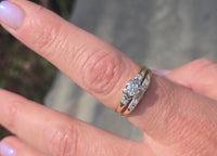 14k gold two-tone vintage diamond bridal set - apx .27ct tw