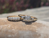 14k gold two-tone vintage diamond bridal set - apx .27ct tw