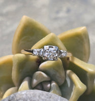 14k gold two-tone vintage diamond bridal set - apx .27ct tw